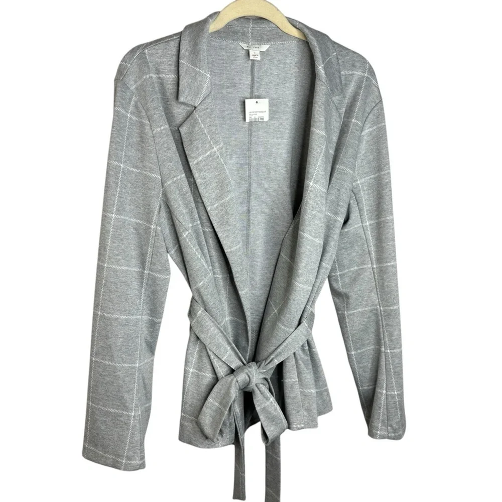 New C Est 1946 Womens Grey / White Window Pane Light Weight Jacket Size Large